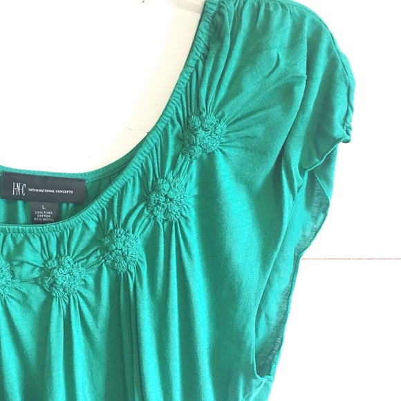 INC green crochet embellished blouse - Picture 1 of 5